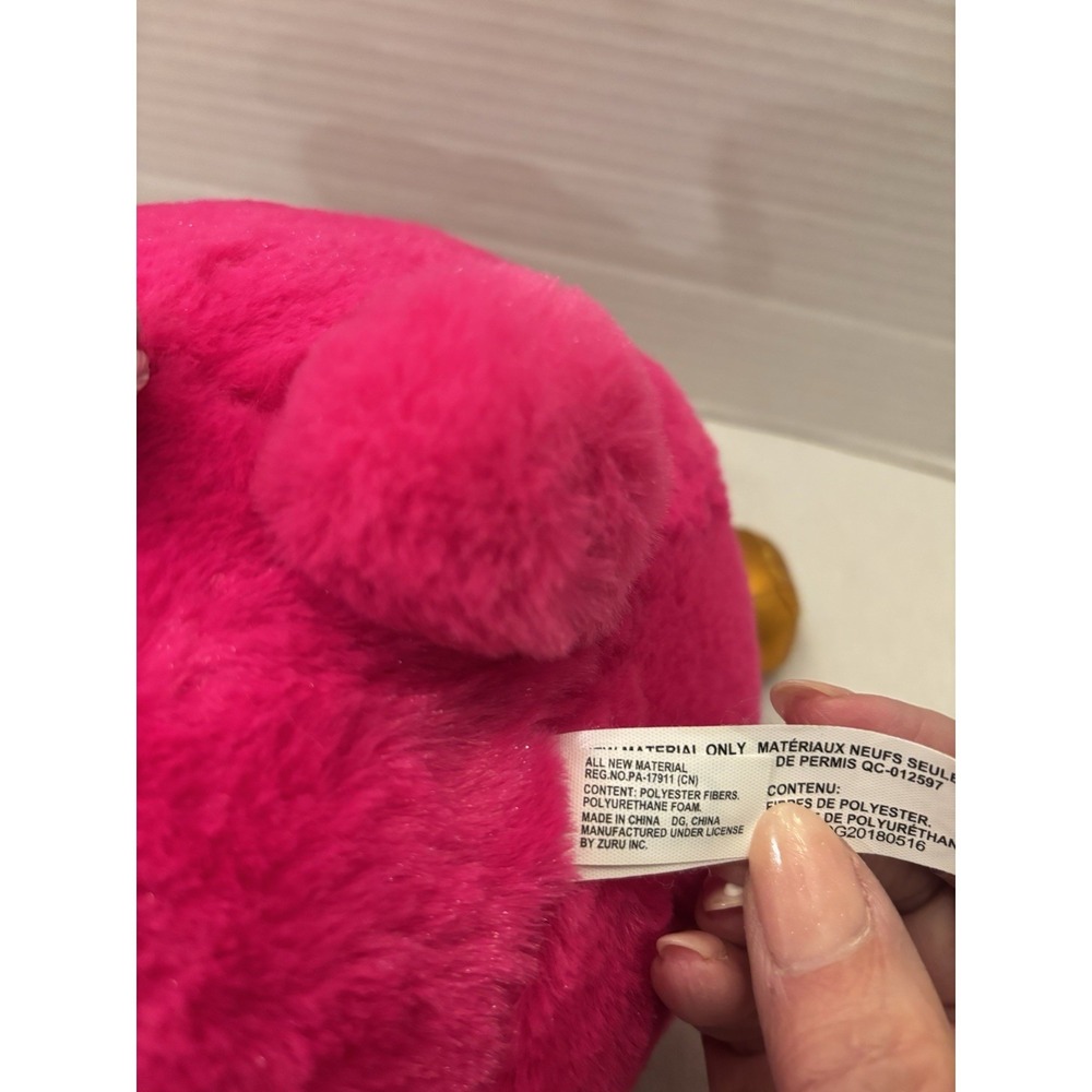 9" Rainbocorn Bright Pink Bunny Rabbit Unicorn Rainbow Hair Glitter Eyes Plush - Picture 5 of 8